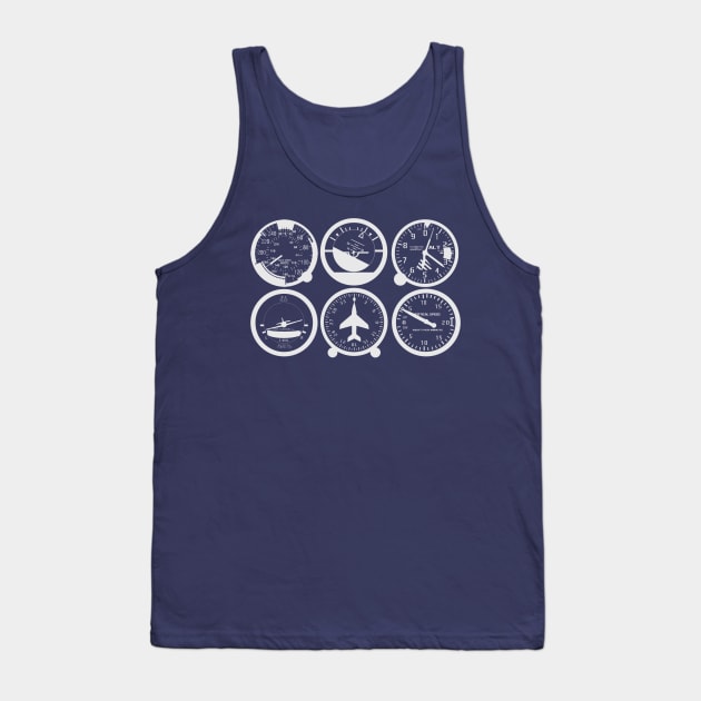 Pilot's Basic Six, One Color Edition Tank Top by DesignedForFlight